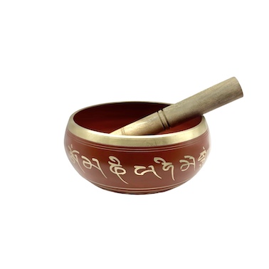 15cm Orange Coloured Brass Singing Bowl with Stick